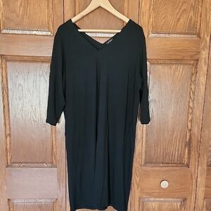J.Jill Wearever Collection NWOT 3/4 Sleeve Black V-Neck Dress XL Petite.